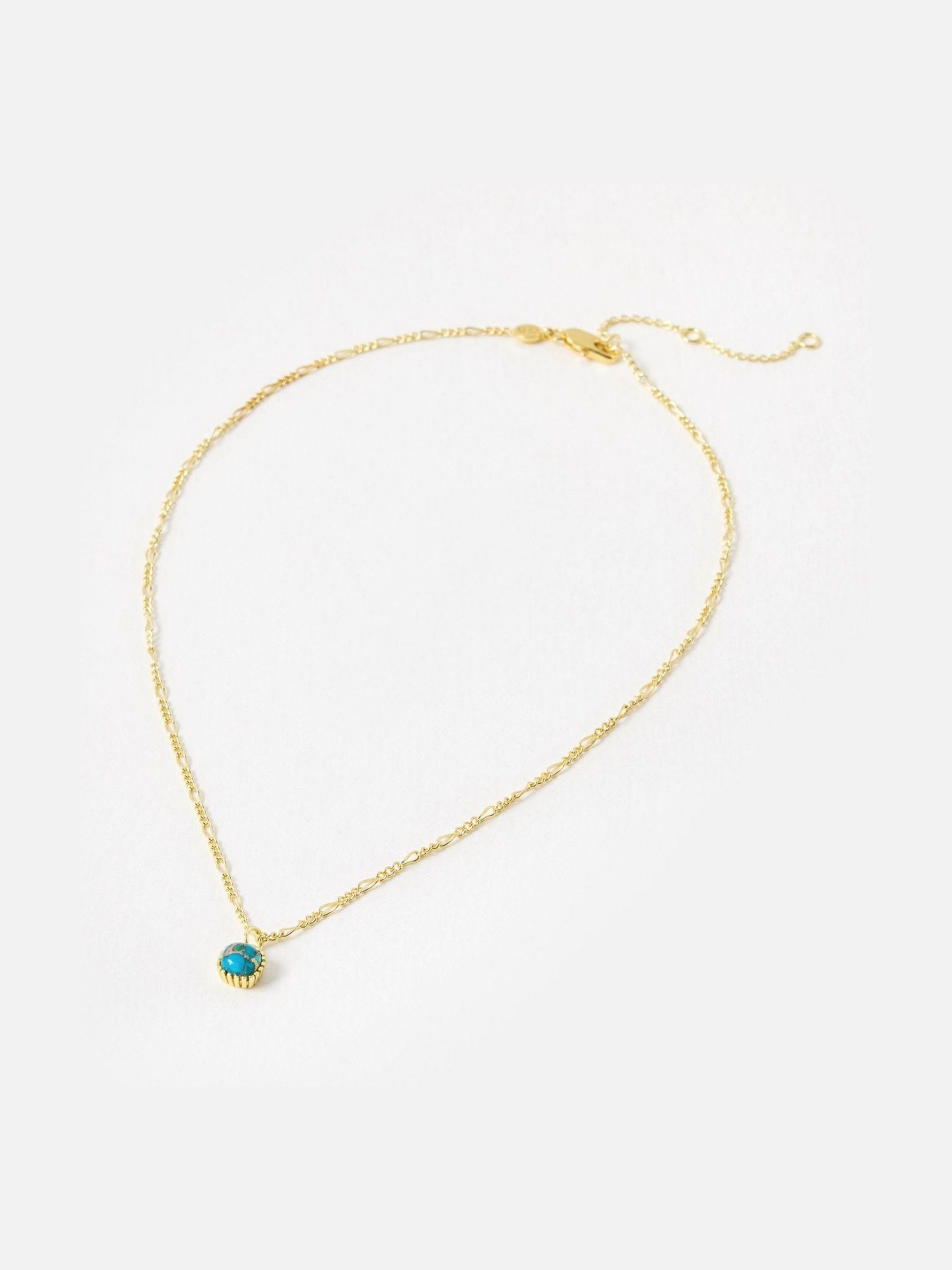 Oliver Bonas gold plated turquoise pendant necklace, imported from the UK