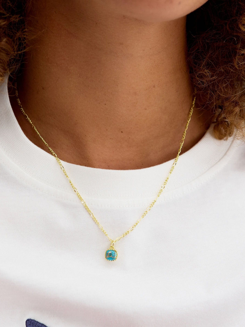 Oliver Bonas gold plated turquoise pendant necklace, imported from the UK