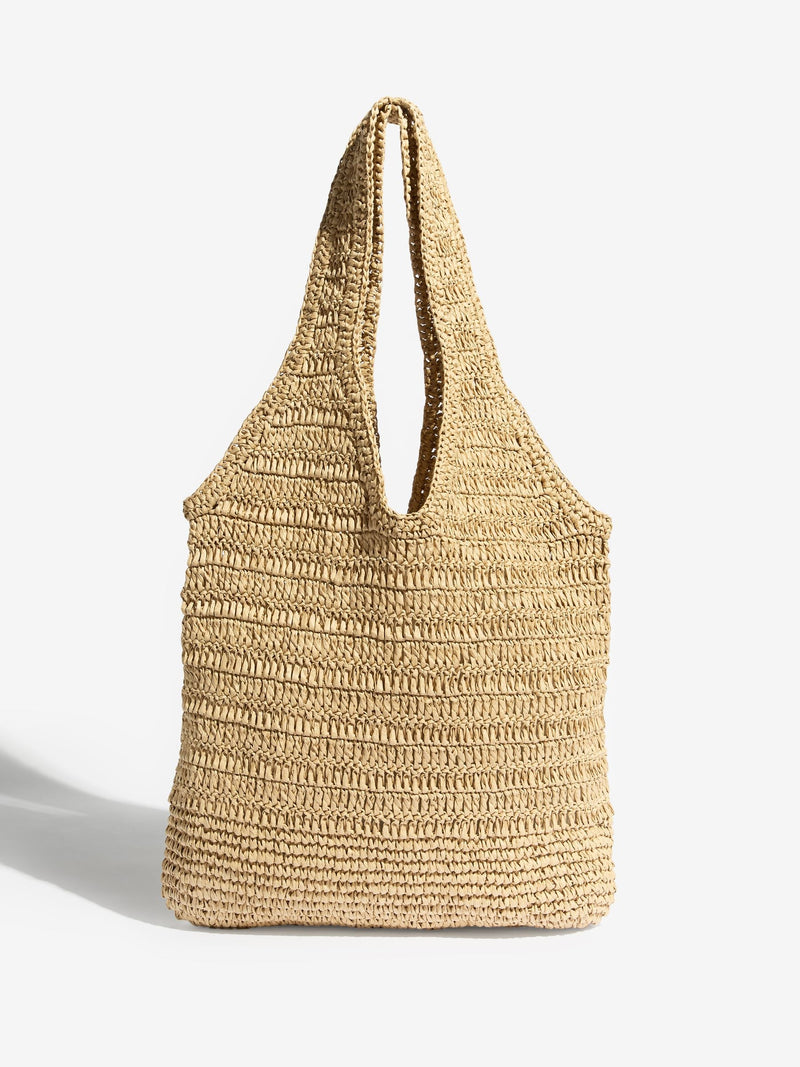 Love & Roses natural lemon embroidered raffia tote bag (British brand)