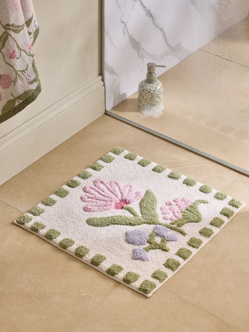 Watercolour floral shower mat 50cm x 50cm, UK version