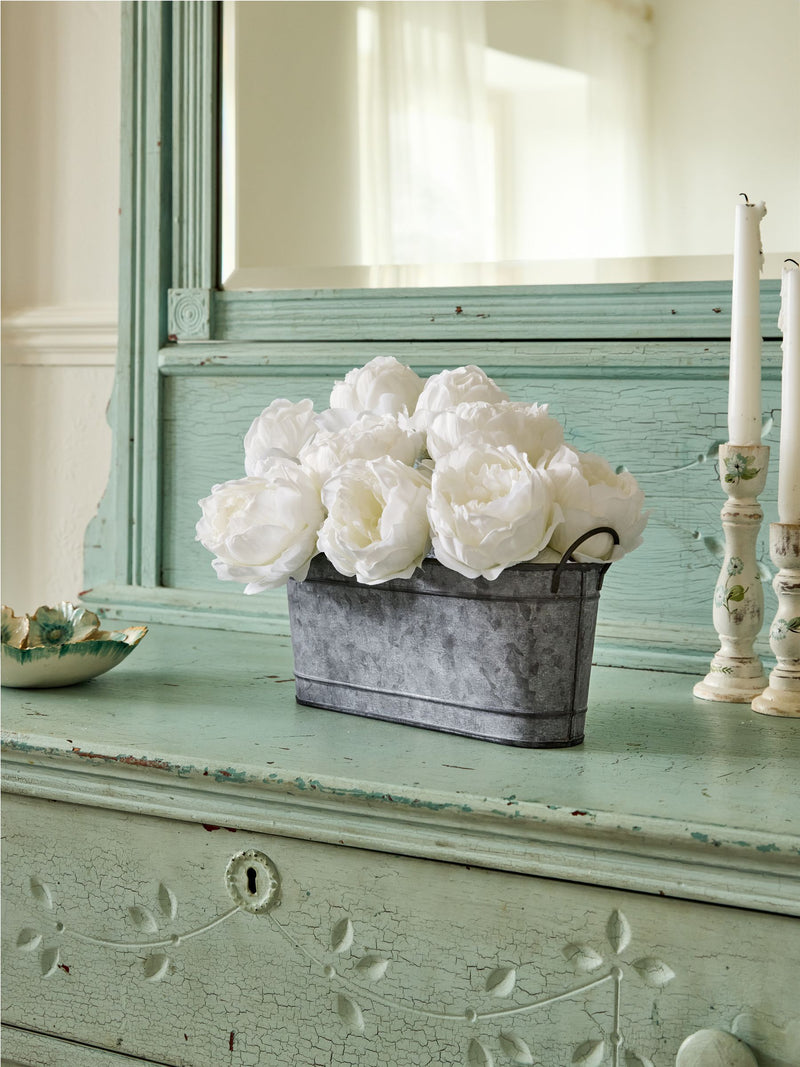 Shabby Chic artificial flower arrangement White Vintage Rose 25cm, imported from the UK