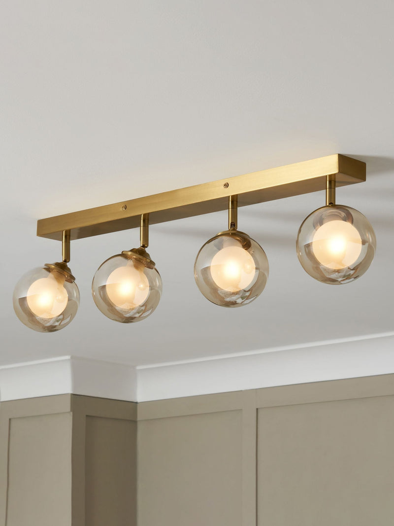 BHS satin brass vanity ceiling light 4 spotlights, imported from the UK