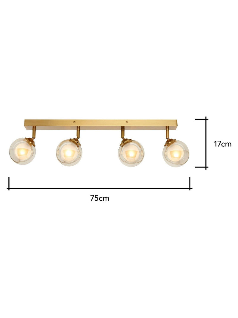 BHS satin brass vanity ceiling light 4 spotlights, imported from the UK