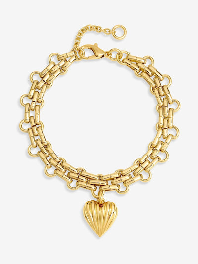 Next Mood Silver Plated Ridged Heart Bracelet- Buy online at McGrocer