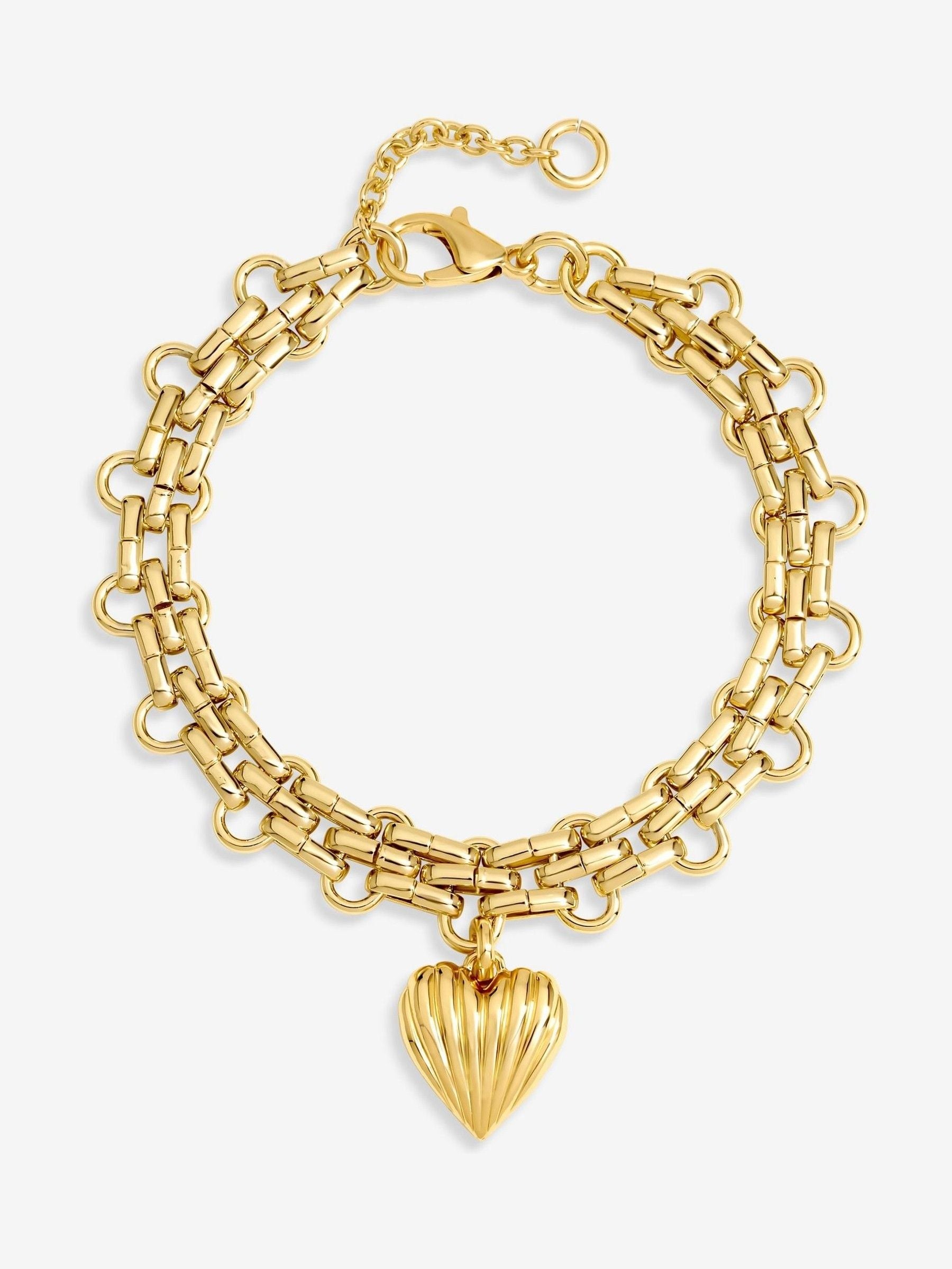 Mood Silver Plated Ridged Heart Bracelet