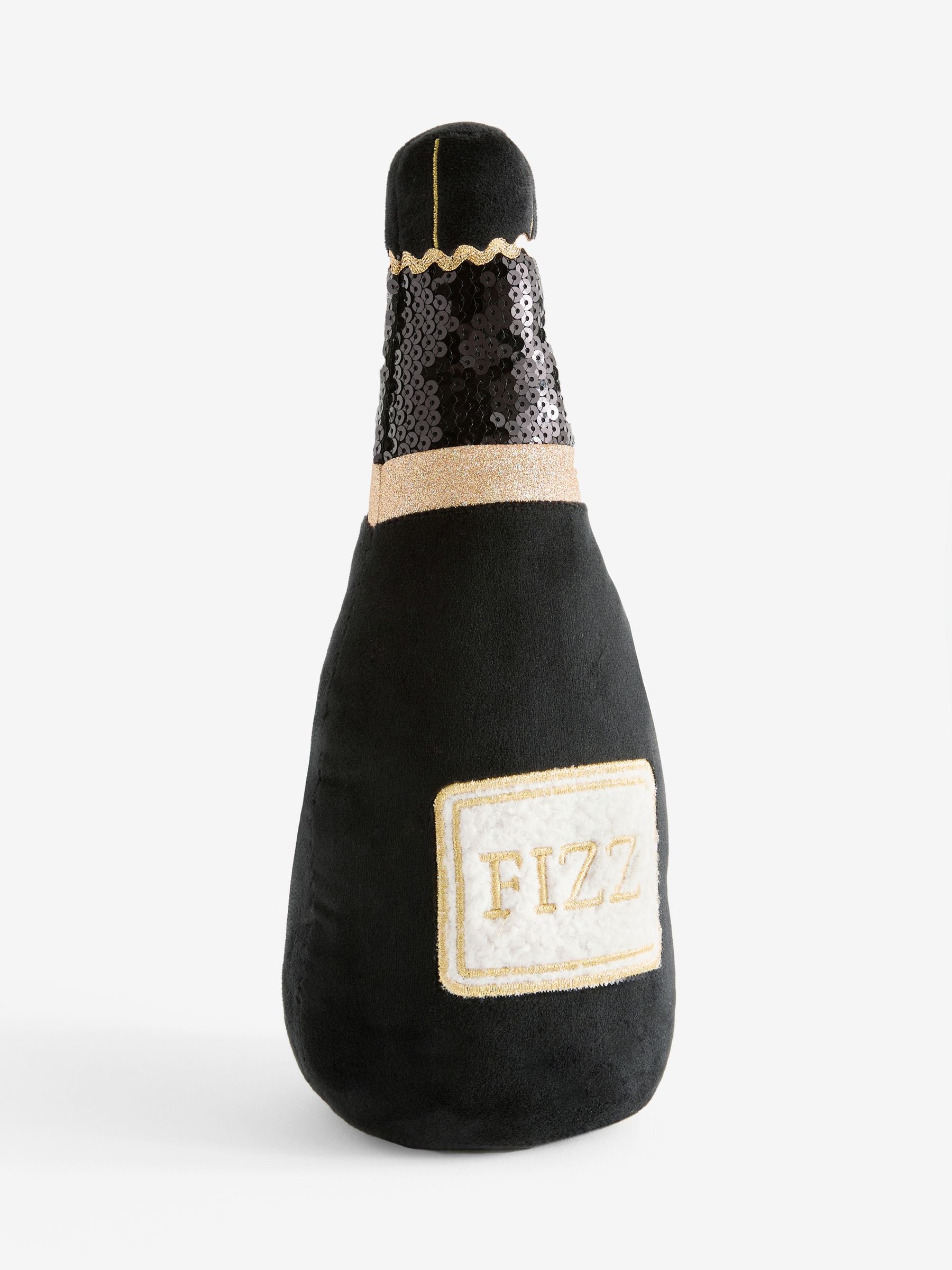 Black bottle of fizz doorstop, imported from the UK