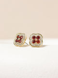 Jon Richard Silver Plated Crystal and Emerald Clover Studs Earrings