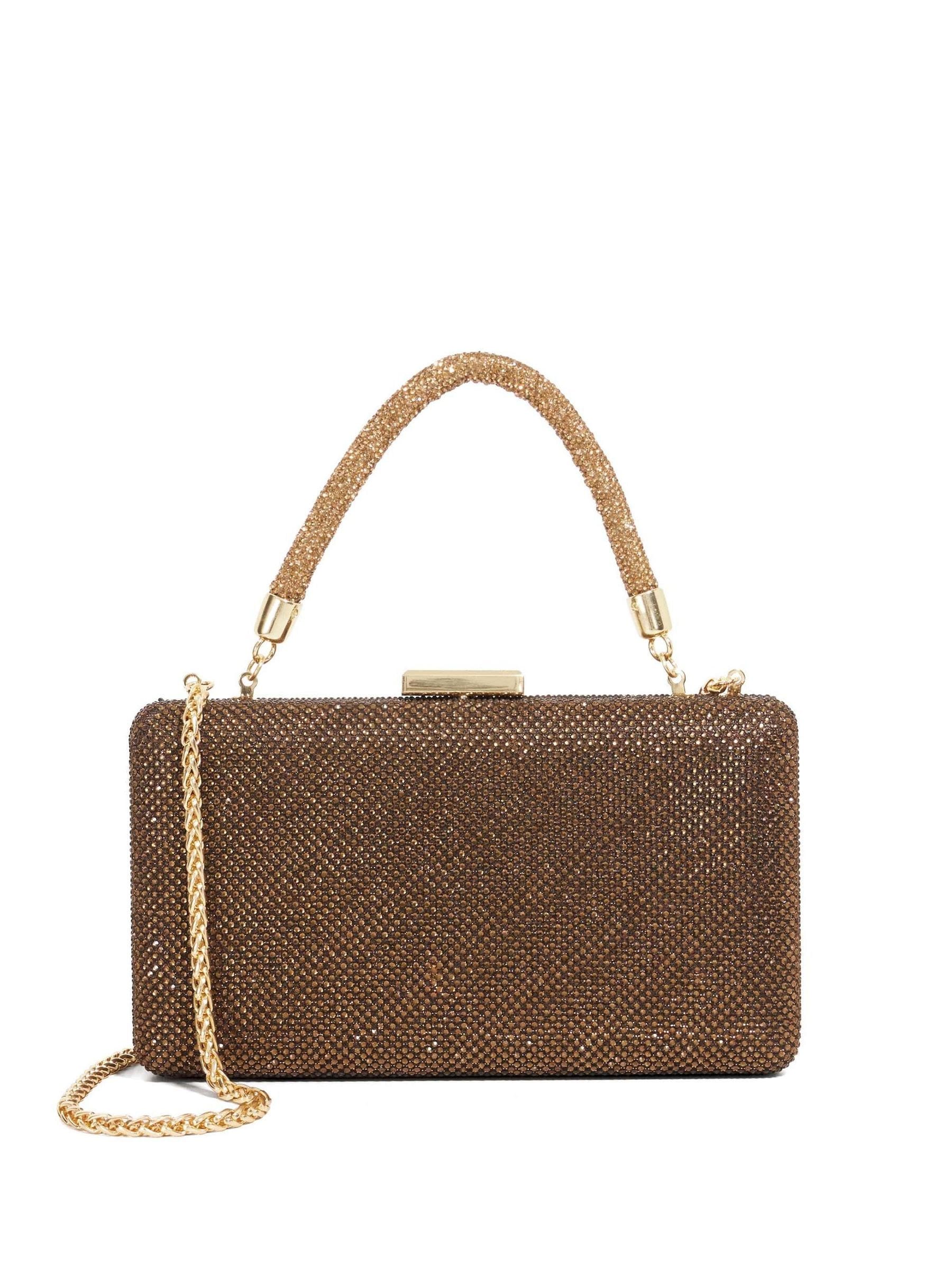 Dune London Brown Slim Beaut Hard Clutch Bag