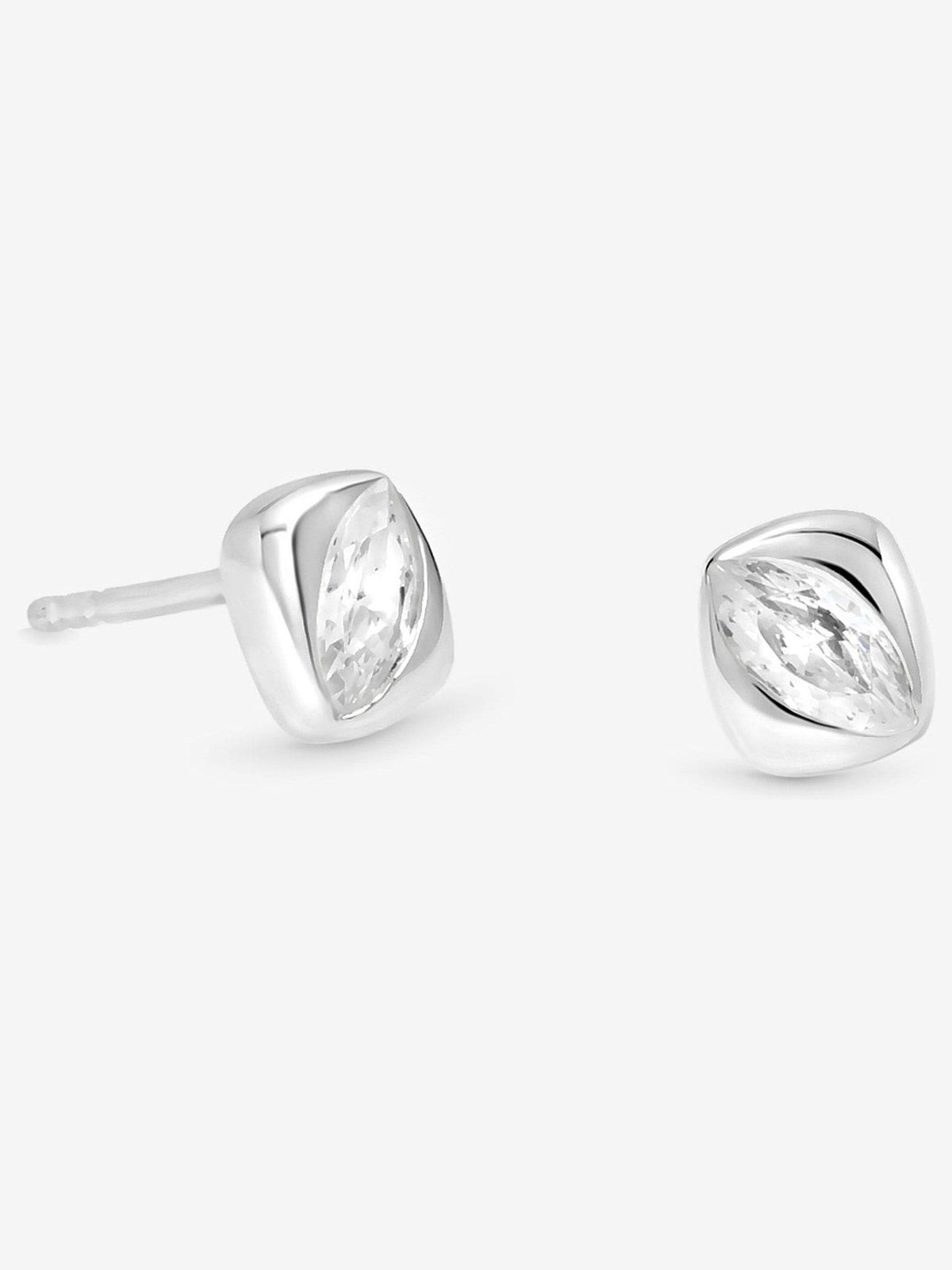 Simply Silver Silberfarben 925 Polierte und Zirkonia-Steckohrringe
