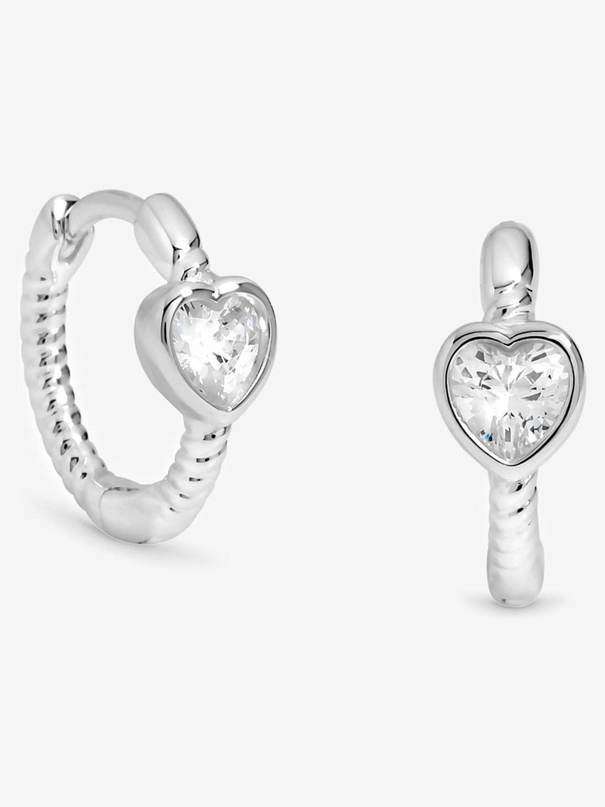 Simply Silver Silber Polierte Zirkonia Herz-Creolen