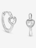 Simply Silver Silber Polierte Zirkonia Herz-Creolen