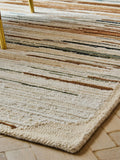 Blue wool rug linear abstract design (British brand)