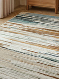 Blue wool rug linear abstract design (British brand)