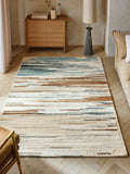 Blue wool rug linear abstract design (British brand)