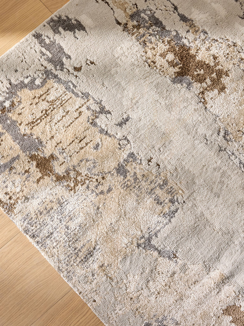 Elena abstract rug champagne gold neutral tones (British brand)
