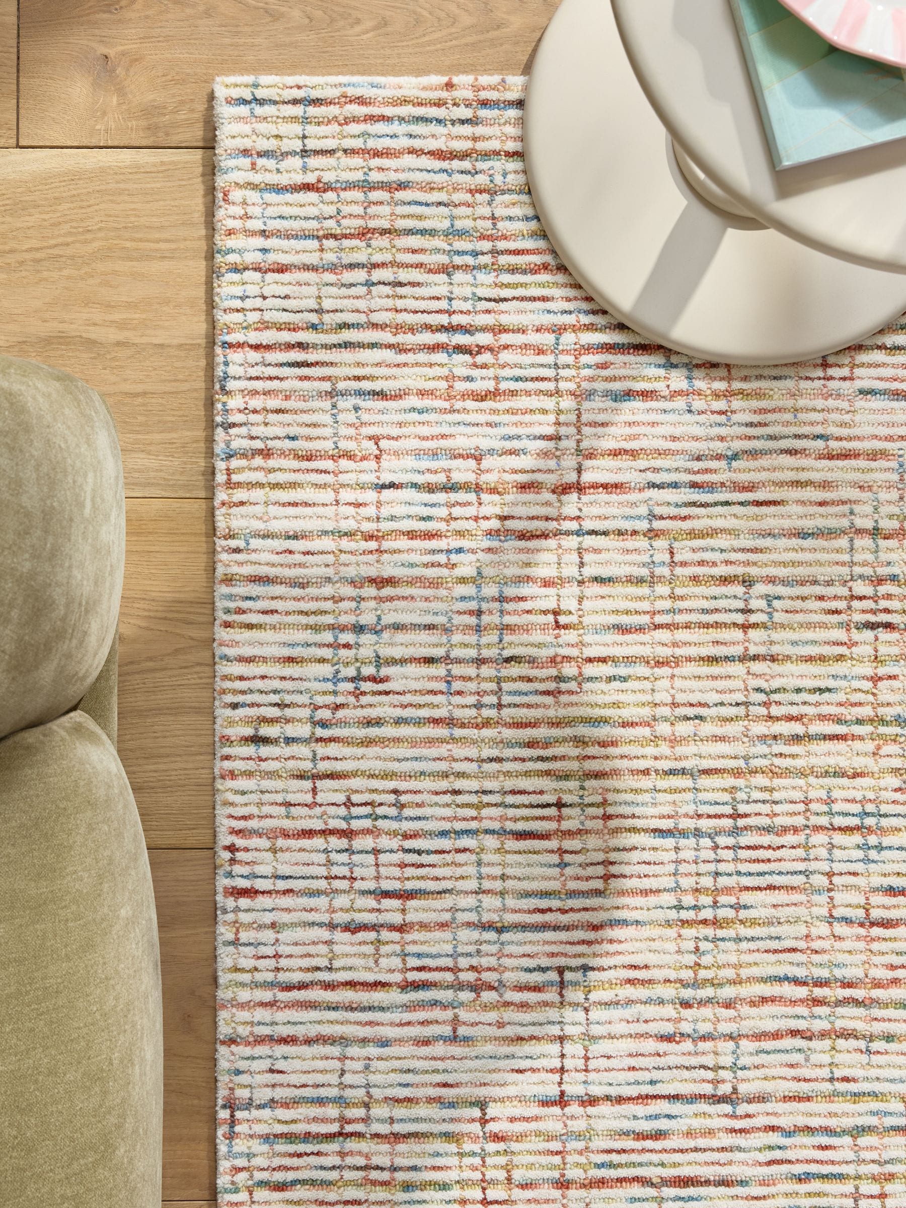 Multi abstract tufted wool rug - British product