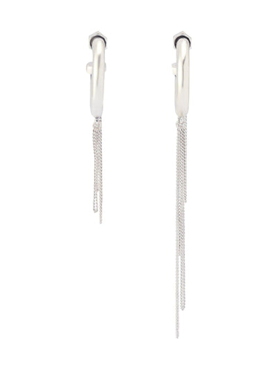 Next AllSaints Silver Tone Bolt Swag Chain Hoop Asymmetrical Earrings- Buy online at McGrocer
