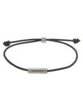 Silver Tone Hexagon Bar Leather Cord Friendship Bracelet