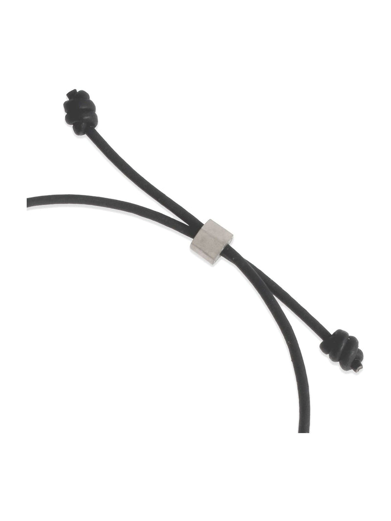 Silver Tone Hexagon Bar Leather Cord Friendship Bracelet