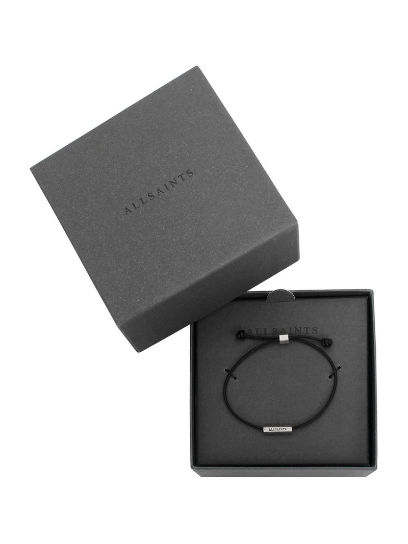 Silver Tone Hexagon Bar Leather Cord Friendship Bracelet