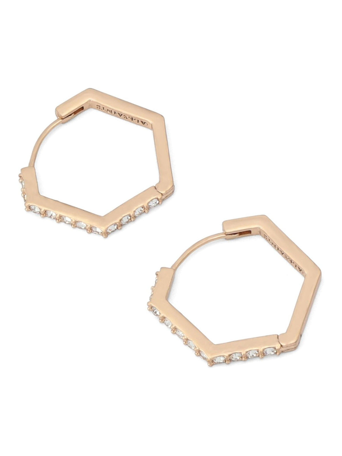 AllSaints Gold Crystal Hexagon Hoop Earrings
