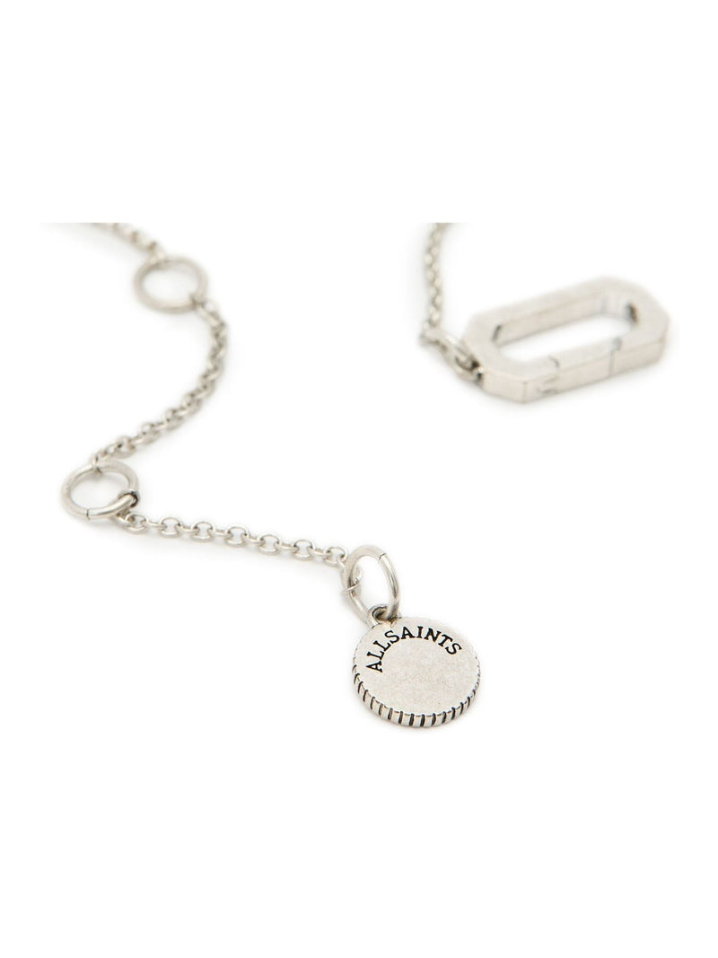 AllSaints silver tone stone hexagon pendant necklace 406mm - British product
