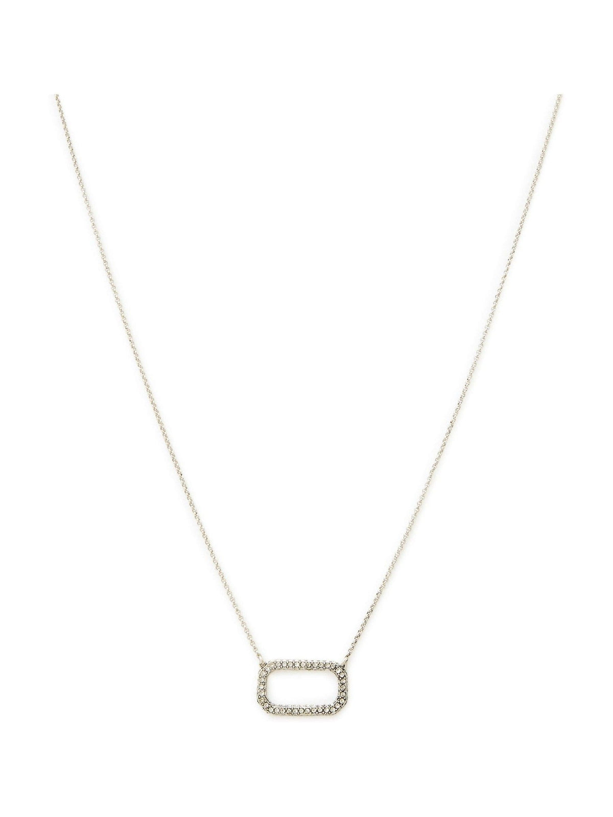 AllSaints silver tone stone hexagon pendant necklace 406mm - British product