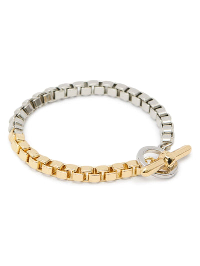 Bracelet gourmette à maillons cubiques dorés AllSaints, accessoire de bijouterie en laiton, longueur 184 mm