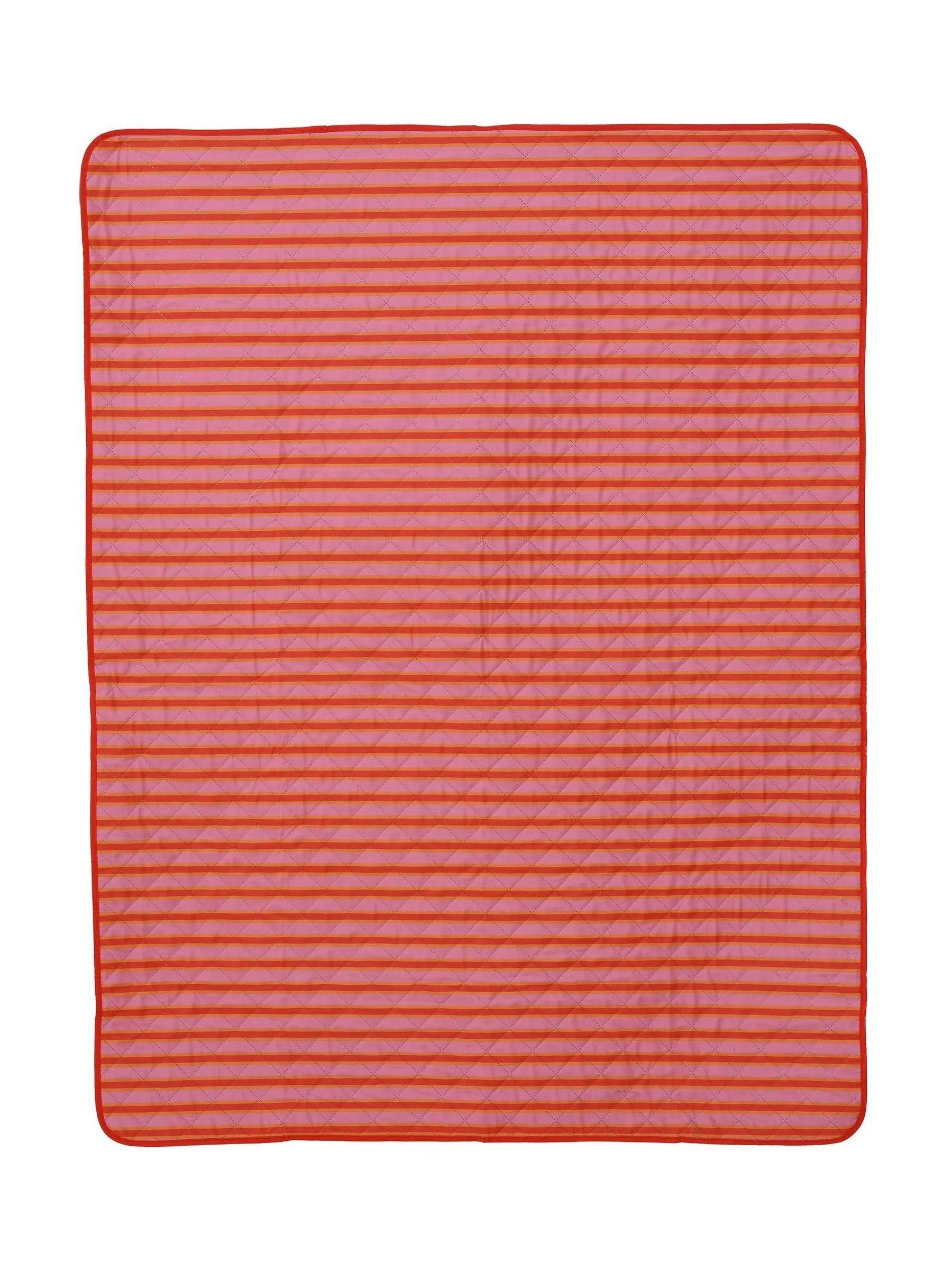 Decoris striped picnic blanket in pink polyester 130x170 cm, imported from the UK