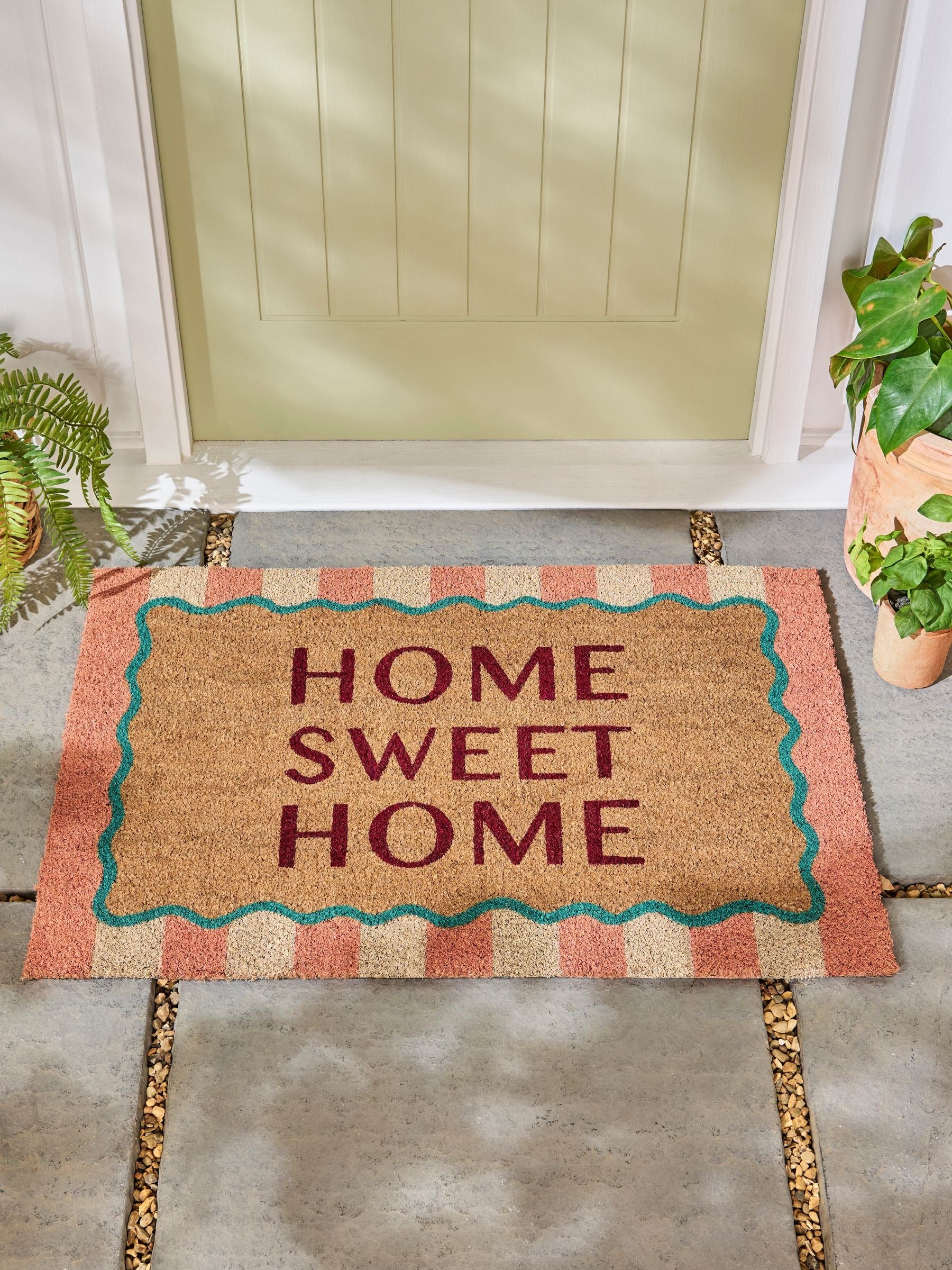 Multi Sweet Home coir doormat, natural fibre, UK version
