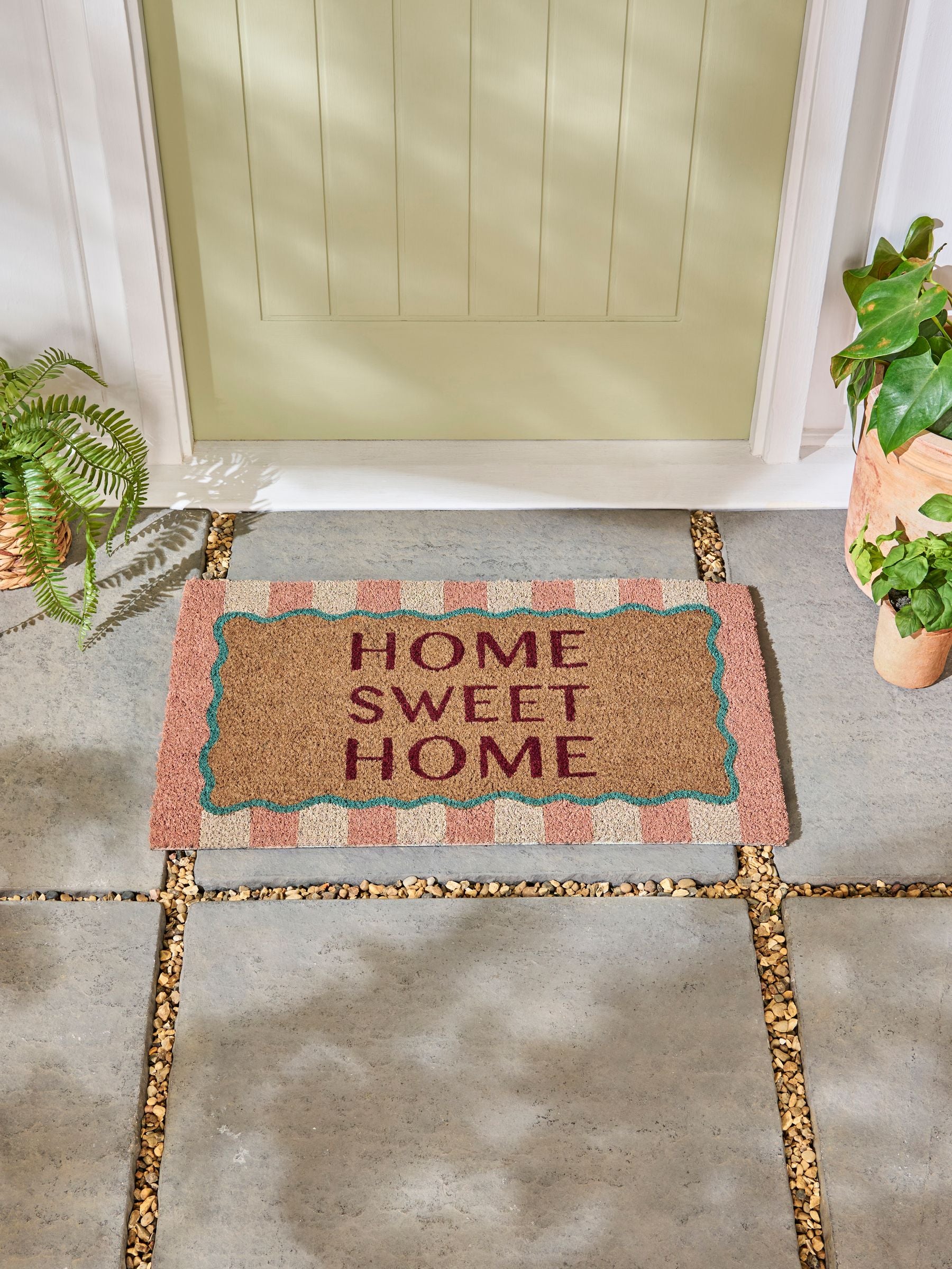 Multi Sweet Home coir doormat, natural fibre, UK version