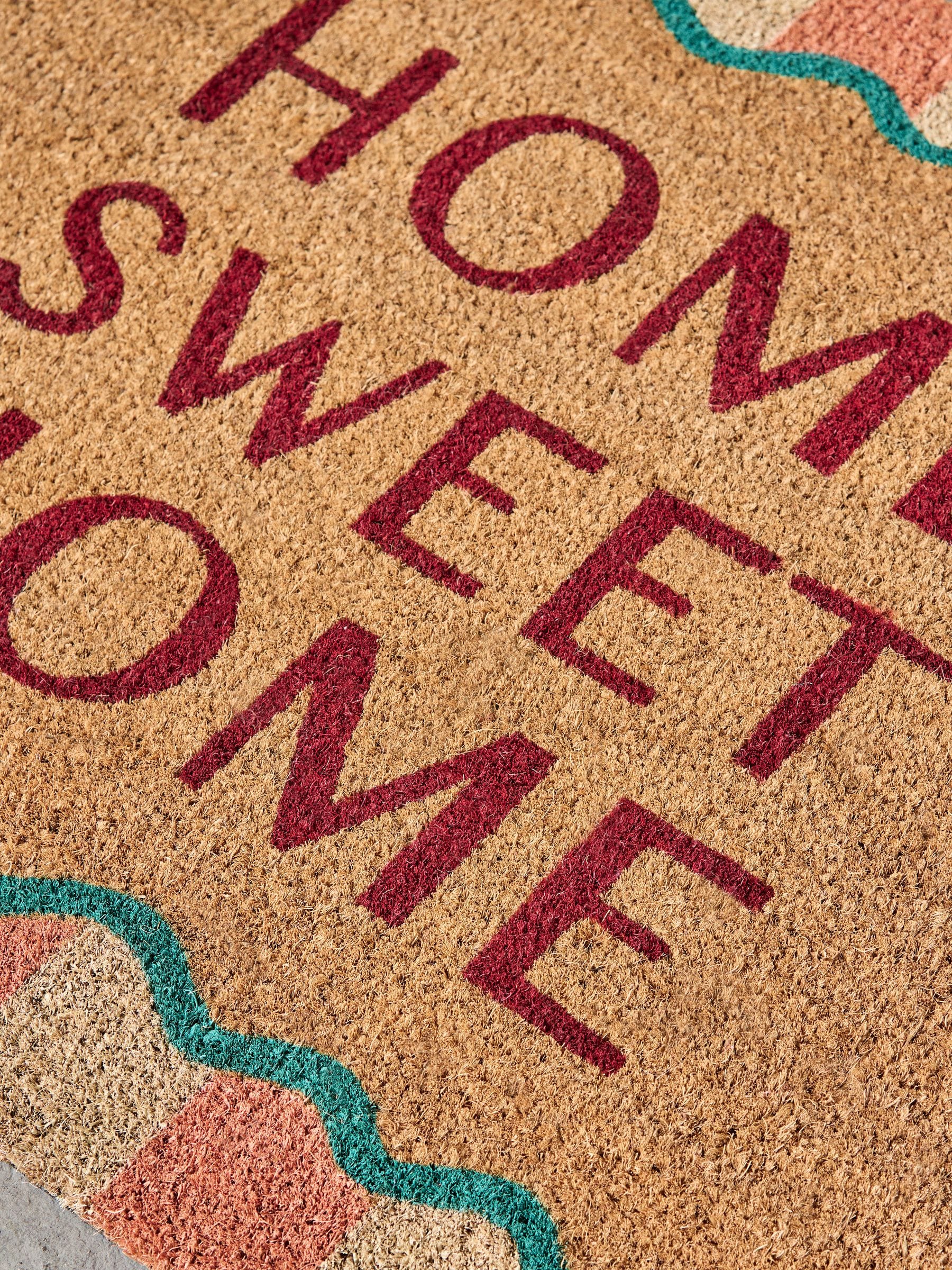 Multi Sweet Home coir doormat, natural fibre, UK version