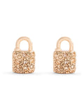 COACH Gold Tone Signature C Pavé Padlock Stud Boxed Earrings