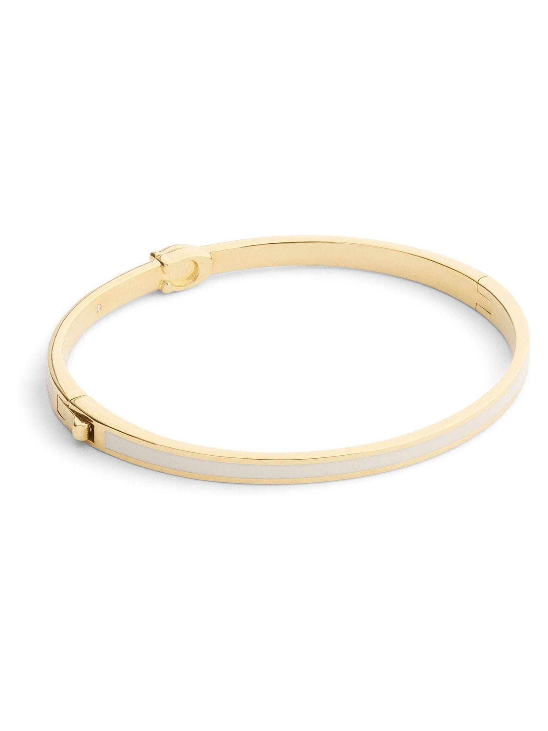 Neutral Chalk Enamel Bangle Bracelet 16.5cm Long with Sculpted C Hardware