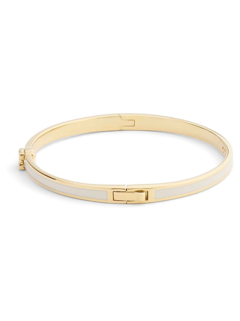 Neutral Chalk Enamel Bangle Bracelet 16.5cm Long with Sculpted C Hardware