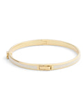 Neutral Chalk Enamel Bangle Bracelet 16.5cm Long with Sculpted C Hardware