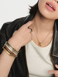 Neutral Chalk Enamel Bangle Bracelet 16.5cm Long with Sculpted C Hardware
