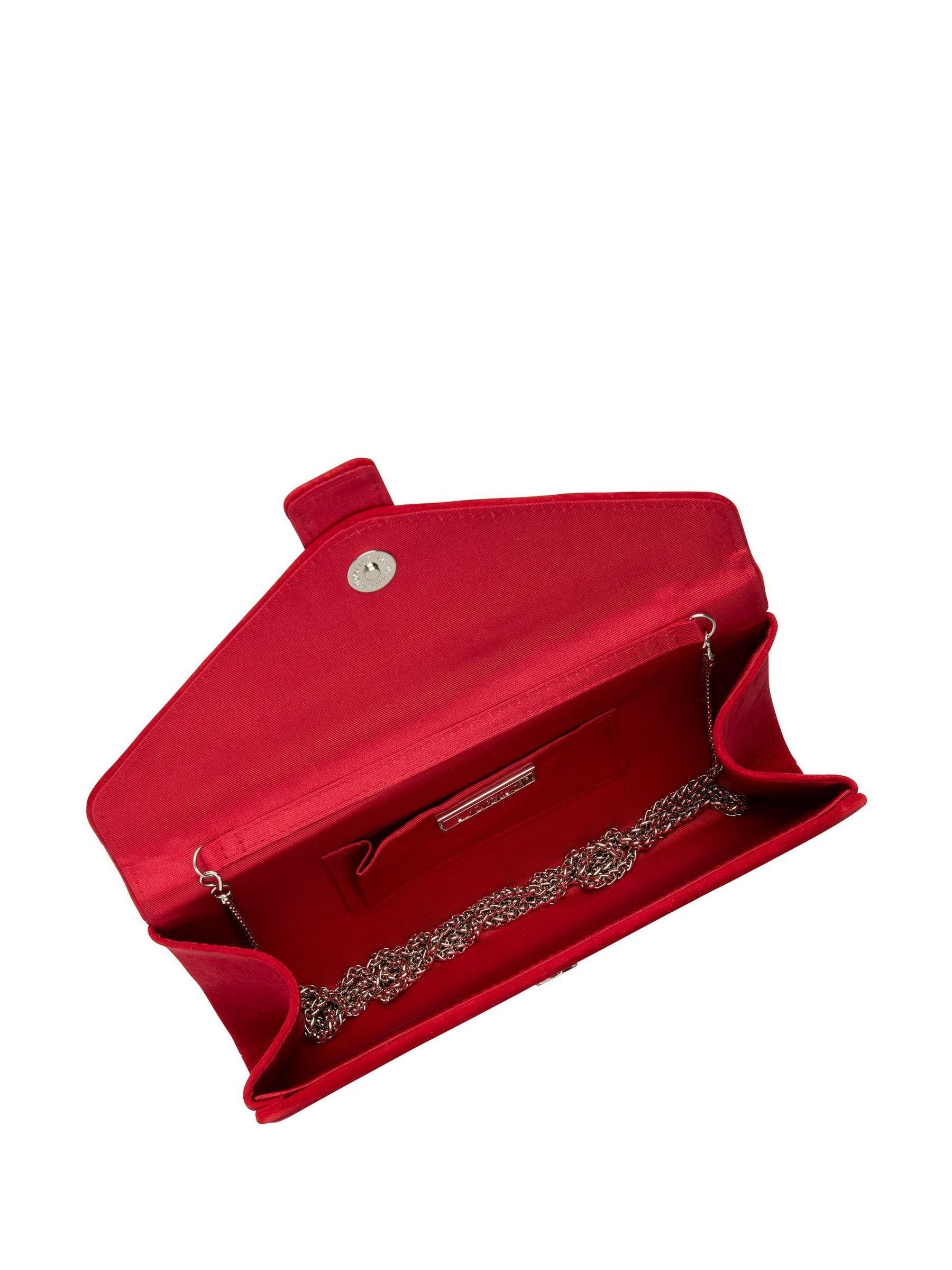 Lotus red clutch bag with chain - British product