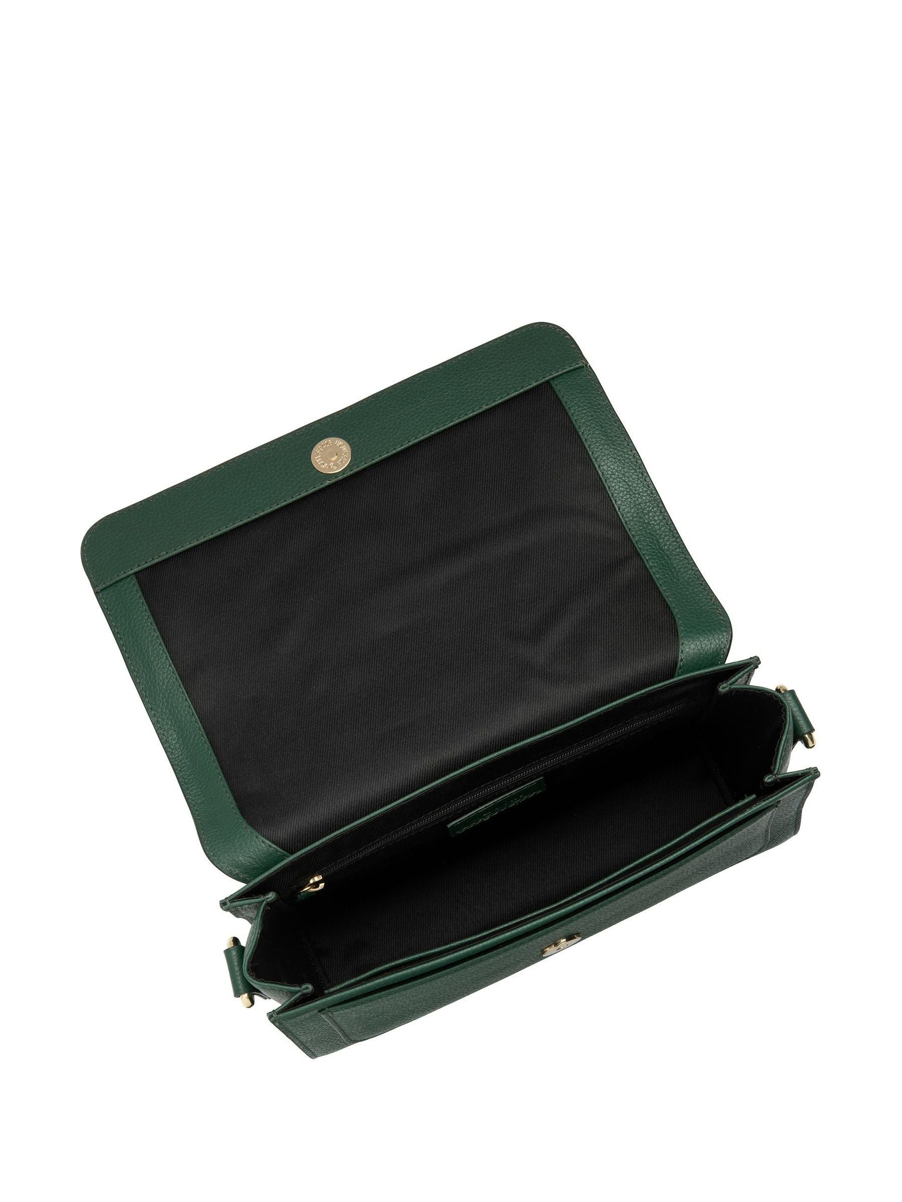Lotus green leather handbag with detachable strap, imported from the UK