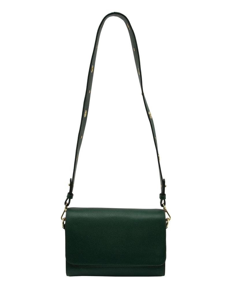 Lotus green leather handbag with detachable strap, imported from the UK