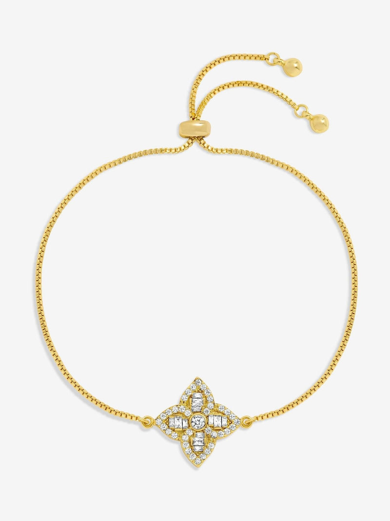 Jon Richard Gold Plated Crystal Clover Bracelet 10.6 Inch, UK version