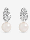 Jon Richard silver tone pave pearl effect drop earrings, UK version