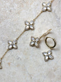 Jon Richard gold tone clover earrings 14mm x 24mm, UK version