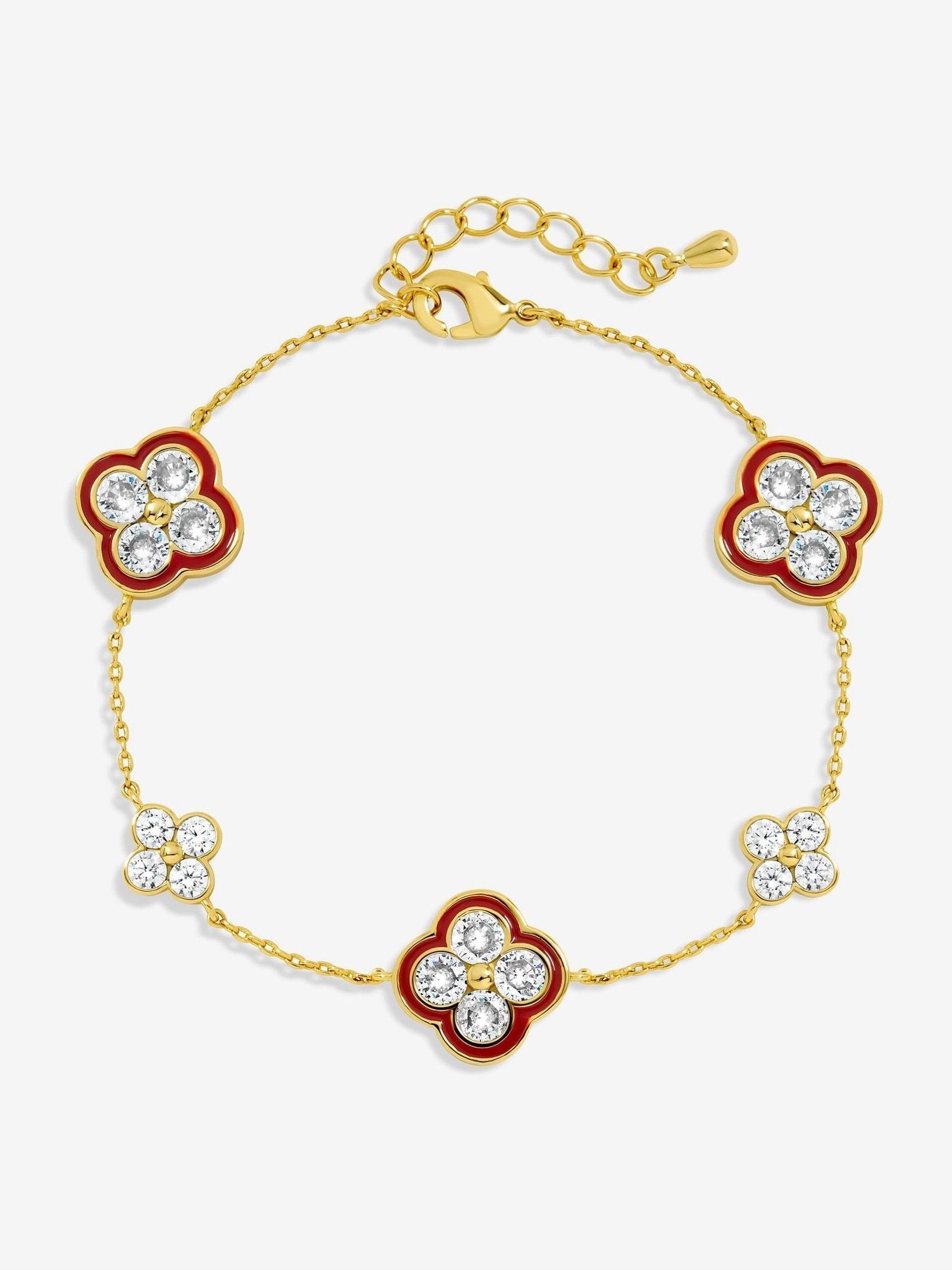 Jon Richard Clover Bracelet 14K Gold Plated Emerald 8 inch, UK version