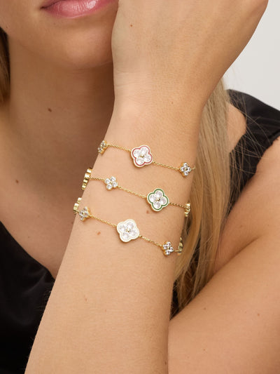Neste Jon Richard Rød Pave Smaragd Kløverarmbånd 14K Gullbelagt 8 tommer - Kjøp online hos McGrocer