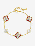 Jon Richard Clover Bracelet 14K Gold Plated Emerald 8 inch, UK version