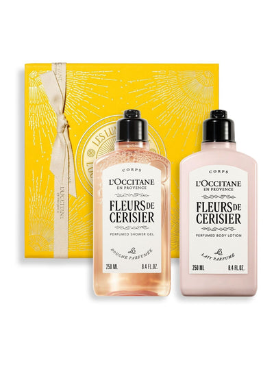 Next L'Occitane Fleurs De Cerisier Cherry Blossom Body Care Set with Shower Gel and Body Lotion 250ml Each- Buy online at McGrocer
