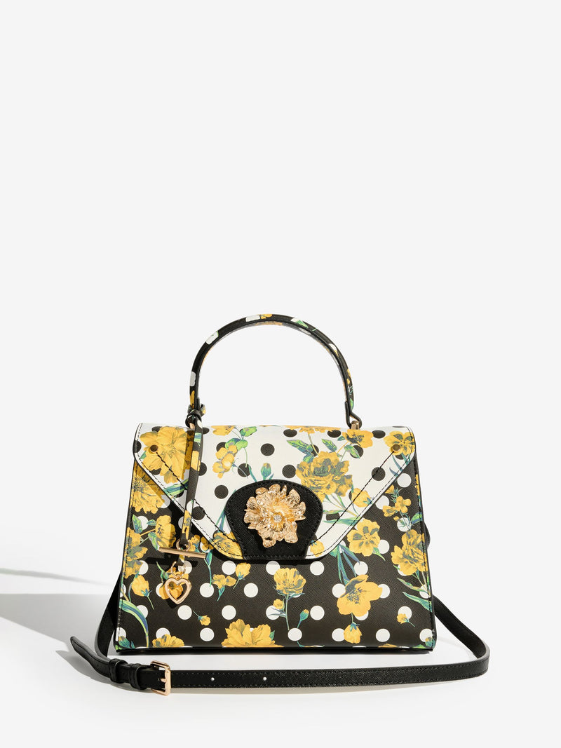 Lipsy polka dot floral top handle bag (British brand)
