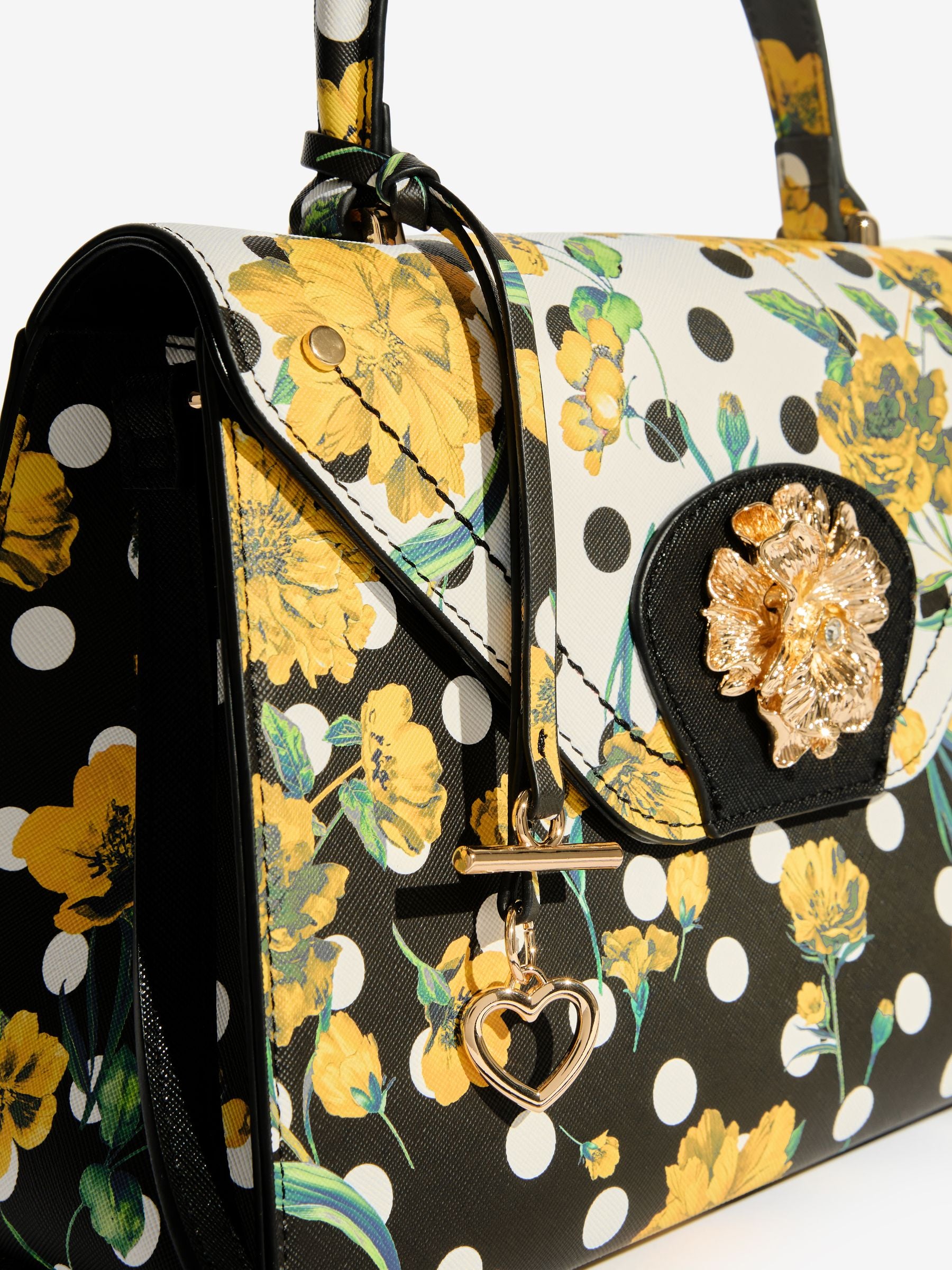 Lipsy polka dot floral top handle bag (British brand)