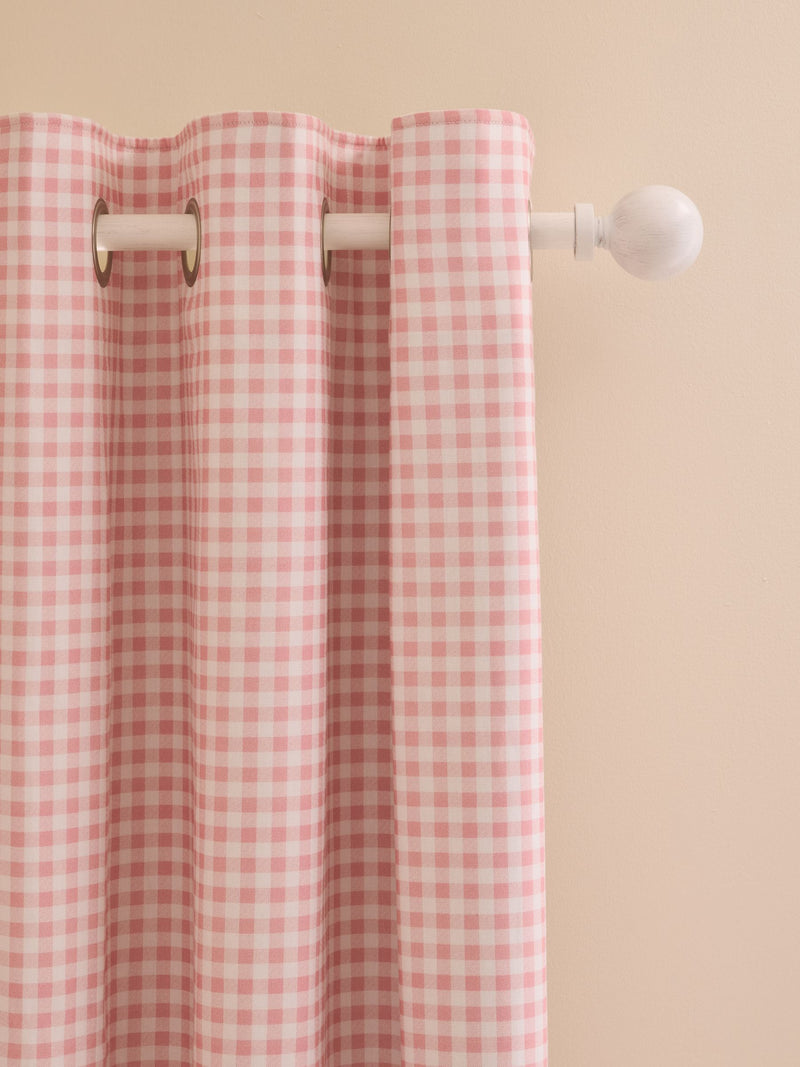 Jojo Maman Bébé pink gingham blackout lined curtains - British product